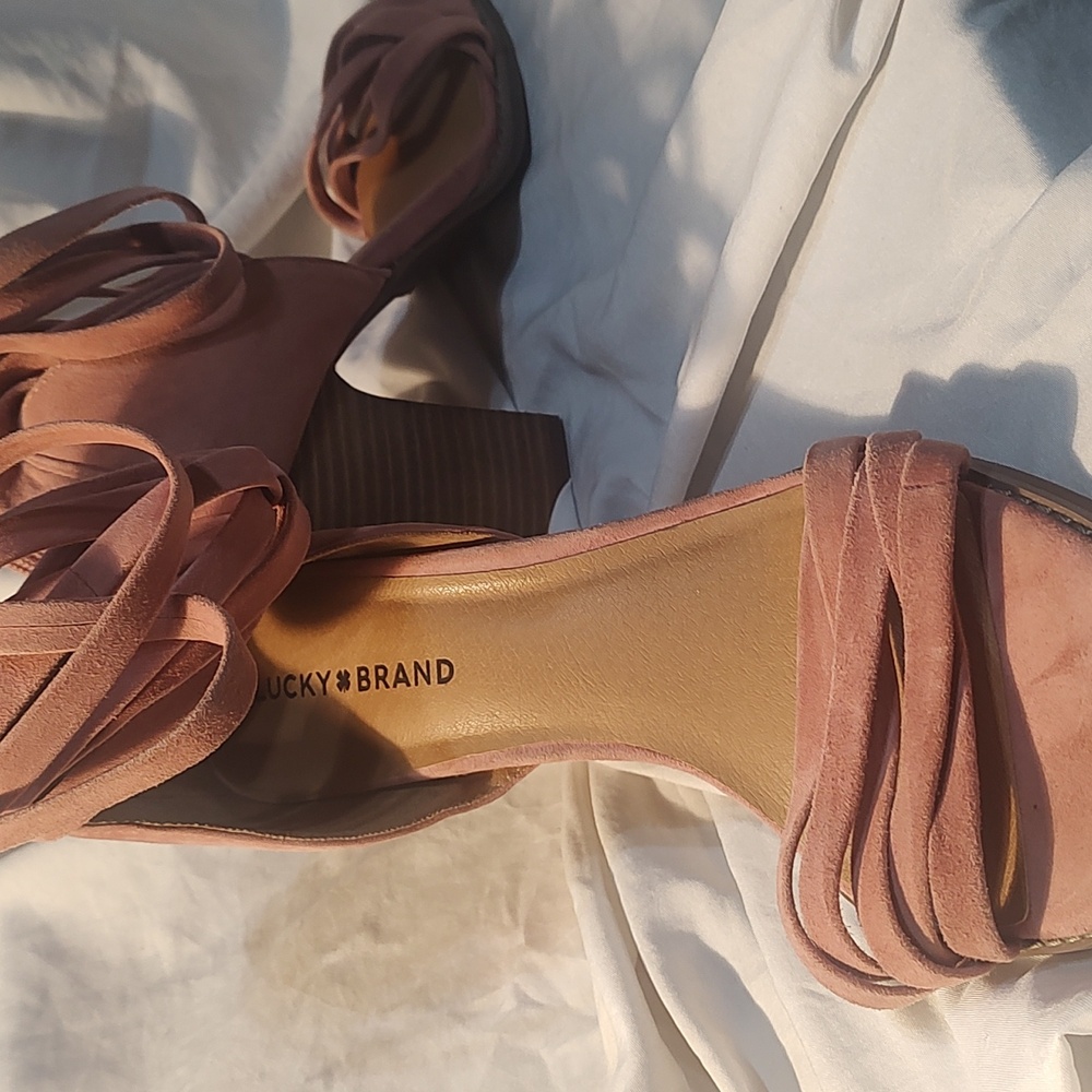 Lucky brand blush suede block heel sandal - Picture 8 of 12